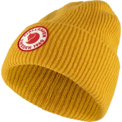 Fjällräven 1960 Logo Hat Mustard Yellow Behagelig strikkelue i lammeull