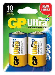 GP Ultra Plus Alkaline D-batteri 2-stk