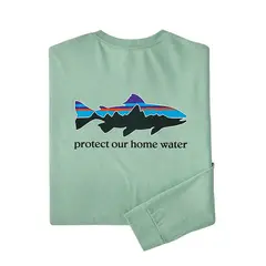 Patagonia M L/S Home Water Trout XS Responsibili-T t-skjorte i Tea Green