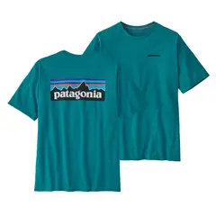 Patagonia M P-6 Logo Responsibili-Tee M Belay Blue T-skjorte med patagonia logo