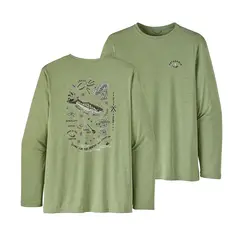 Patagonia M L/S Capilene Green M Cool Daily Fish Graphic Shirt