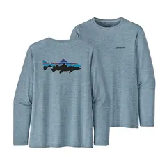 Patagonia M L/S Capilene Steam Blue M Cool Daily Fish Graphic Shirt