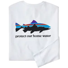 Patagonia M L/S Home Water Trout M Responsibili-T t-skjorte i White