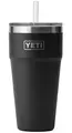 Yeti Rambler Straw Cup 760ml Black Stor isloert drikkekopp med sugerør
